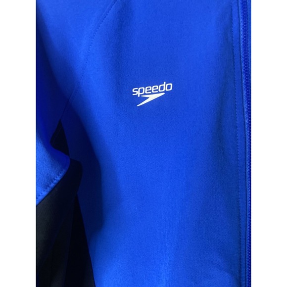 Speedo Blue Full Zip Athletic Track Jacket Performance Jacket  size L - Picture 9 of 13